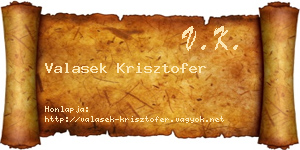 Valasek Krisztofer névjegykártya
